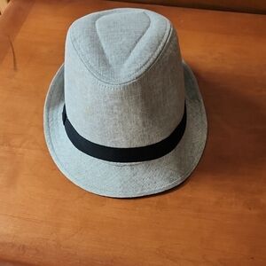 Stylish Gray Fedora Hat with Black Band